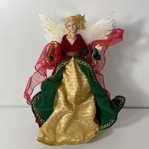 Angel Christmas Tree Topper Holiday Ceramic Face